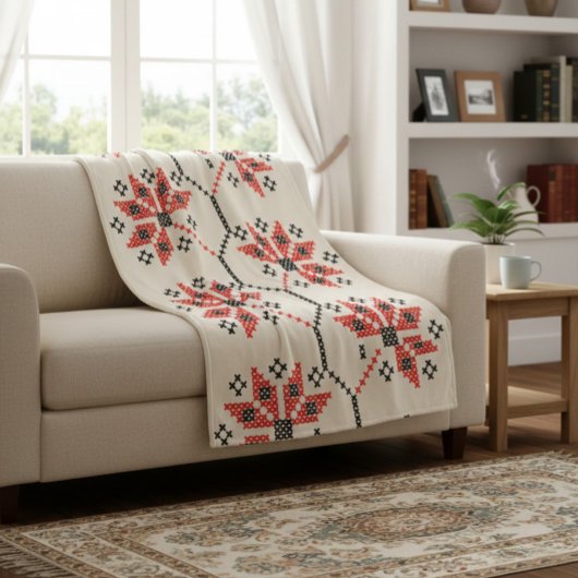 Couverture Polaire Décor De Maison D'Inspiration Folk