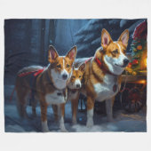 Couverture Polaire Décor de Noël Basenji Snowy Sleigh (Devant (Horizontal))