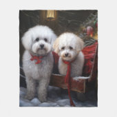 Couverture Polaire Décor de Noël Bichon Frise Snowy Sleigh (Devant)