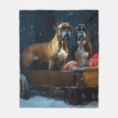 Couverture Polaire Décor de Noël Chariot de Boxer Snowy (Devant)