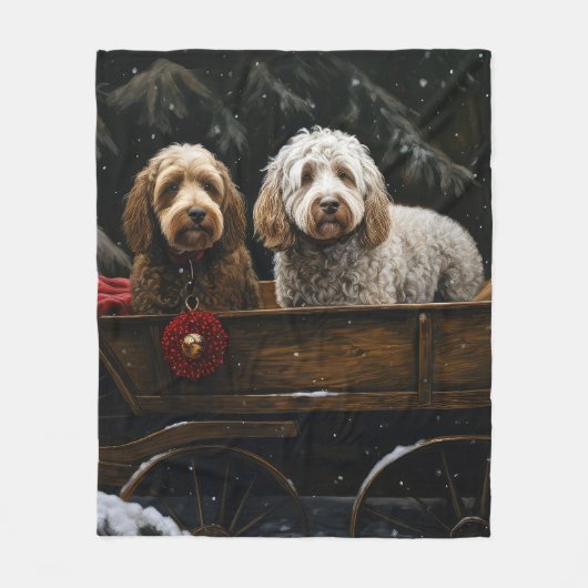 Couverture Polaire Décor de Noël Cockapoo Snowy Sleigh (Devant)