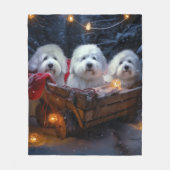 Couverture Polaire Décor de Noël Coton De Tulear Snowy Sleigh (Devant)