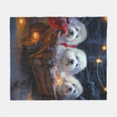 Couverture Polaire Décor de Noël Coton De Tulear Snowy Sleigh (Devant (Horizontal))