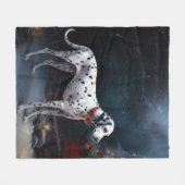 Couverture Polaire Décor de Noël Dalmatien Snowy (Devant (Horizontal))