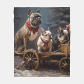 Couverture Polaire Décor de Noël de Bulldog Snowy Sleigh (Devant)