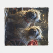 Couverture Polaire Décor de Noël de Cairn Terrier Snowy Sleigh (Devant (Horizontal))