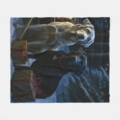 Couverture Polaire Décor de Noël de Labrador Snowy Sleigh (Devant (Horizontal))