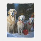 Couverture Polaire Décor de Noël Goldendoodle Snowy Sleigh (Devant)