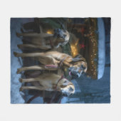 Couverture Polaire Décor de Noël Rhodesian Ridgeback Snowy Sleigh (Devant (Horizontal))