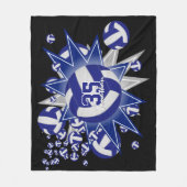 Couverture Polaire décor de salle de volley-ball bleu sportatif (Devant)