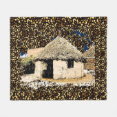 Couverture Polaire Décor ethnique maison africaine (Devant (Horizontal))