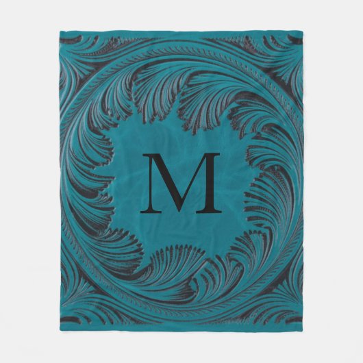 Couverture Polaire Décor Floral Occidental en Cuir turquoise (Devant)