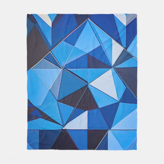 Couverture Polaire Décor géométrique triangulaire bleu (Devant)