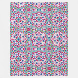 Couverture Polaire Décor kaléidoscope couleur pourpre turquoise