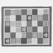 Couverture Polaire Décor moderne patchwork en vichy noir et blanc (Devant (Horizontal))