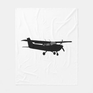 Couverture Polaire Décor noir de vol de silhouette de Cessna d'avion