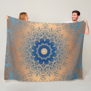 Couverture Polaire Décor ornemental arabe en soie de bronze brun dégr