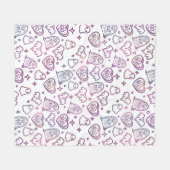 Couverture Polaire Décor tendance rose violet Fantôme Halloween (Devant (Horizontal))
