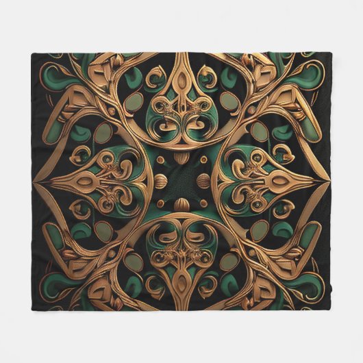 Couverture Polaire Décoration Motif en bronze vert (Devant (Horizontal))