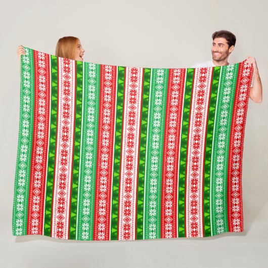 COUVERTURE POLAIRE DÉCORATIONS DE NOËL DESIGN ROUGE BLANC VERT (En situation)