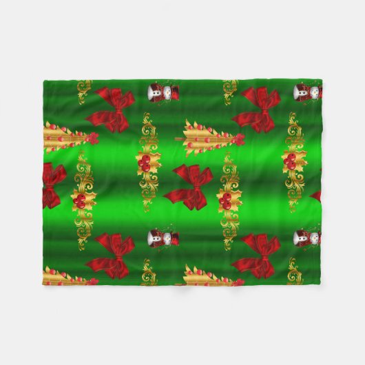 Couverture Polaire Décorations De Noël Sur Vert (Devant (Horizontal))