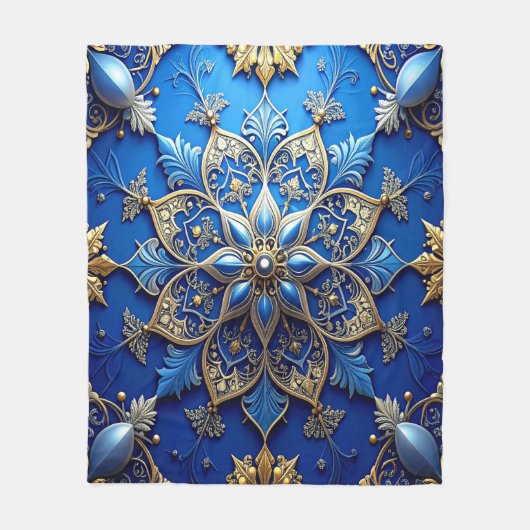 Couverture Polaire Decorative Blue Gold Fleece Blanket (Devant)