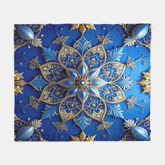 Couverture Polaire Decorative Blue Gold Fleece Blanket (Devant (Horizontal))