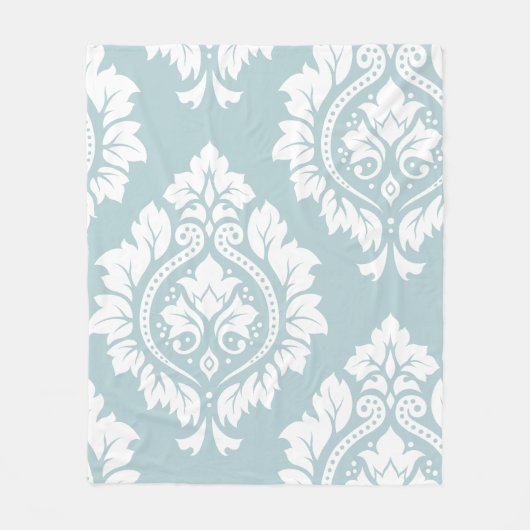 Couverture Polaire Decorative Damask Art I White on Duck Egg Blue (Devant)