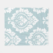 Couverture Polaire Decorative Damask Art I White on Duck Egg Blue (Devant (Horizontal))