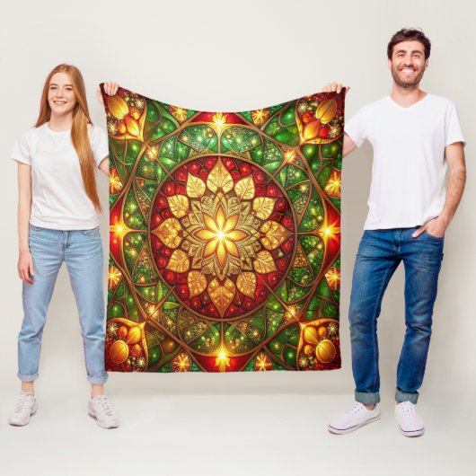 Couverture Polaire Decorative Red Green Fleece Blanket (En situation)