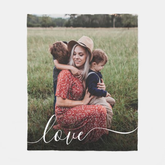 Couverture Polaire Découpe photo Love White Script (Devant)