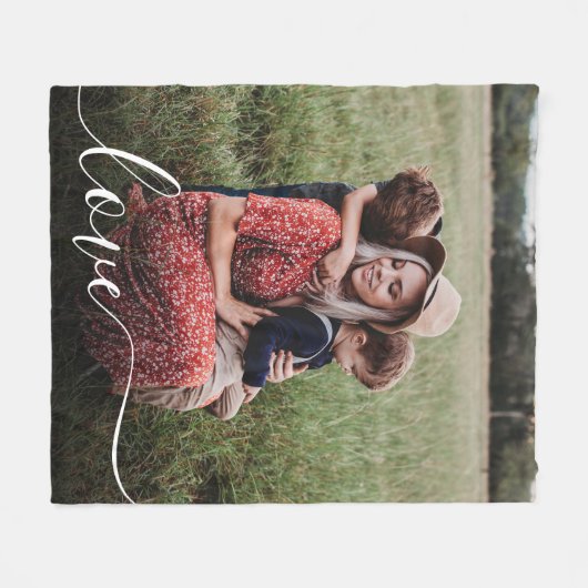 Couverture Polaire Découpe photo Love White Script (Devant (Horizontal))
