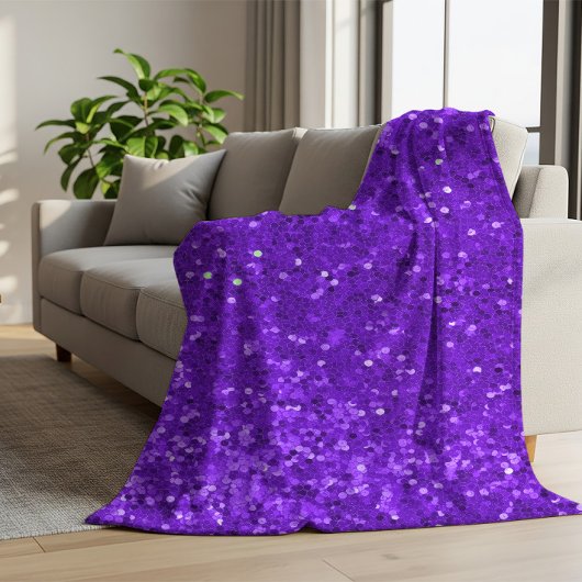 Couverture Polaire Deep Purple Glam Faux Glitter Pattern