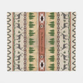 Couverture Polaire Deer Antler Rustic Wood Forest Cabine Nom de famil (Devant (Horizontal))