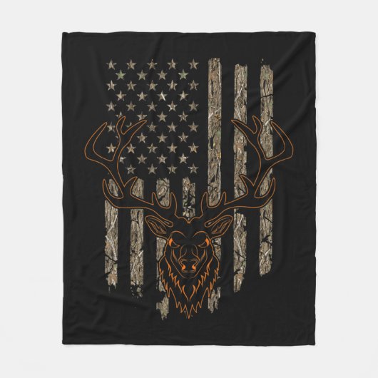 Couverture Polaire Deer Hunter American Flag Tree Camouflage Deer Hun (Devant)