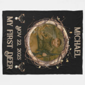 Couverture Polaire Deer Hunter First Buck Photo Date Name Keepsake (Devant (Horizontal))