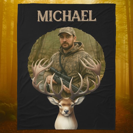 Couverture Polaire Deer Hunter Personalized Photo Camouflage Name