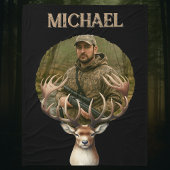 Couverture Polaire Deer Hunter Personalized Photo Camouflage Name