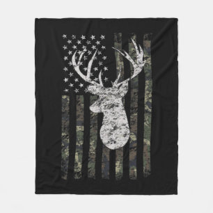Couverture Polaire Deer Hunting Camo American Flag 