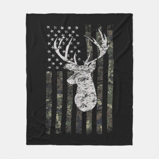 Couverture Polaire Deer Hunting Camo American Flag  (Devant)