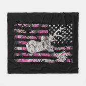 Couverture Polaire Deer Hunting Camo American Flag Pink Buck  (Devant (Horizontal))