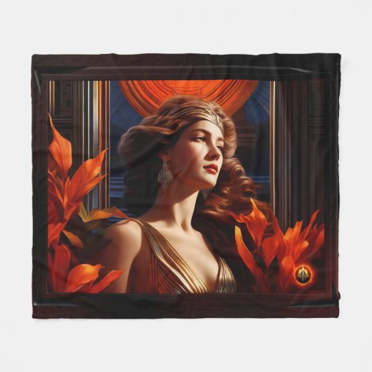 Couverture Polaire Déesse Du Soleil Art Déco Romantique Glamour (Devant (Horizontal))