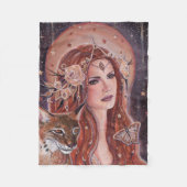 Couverture Polaire Déesse Freya avec Lynx par Renee Lavoie (Devant)