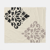 Couverture Polaire Défiler Damask Art I Black Taupe Crème (Devant (Horizontal))