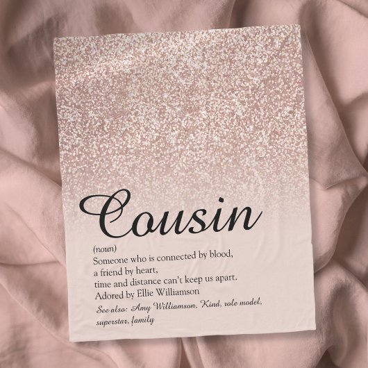 Couverture Polaire Définition de Cousine Script Rose Paillettes Dorée