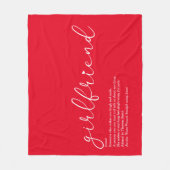 Couverture Polaire Définition de petite amie Script Amour Cœur Rouge (Devant)