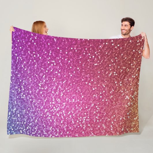 Couverture Polaire Dégradé arc-en-ciel de Parties scintillant hexagon (En situation)