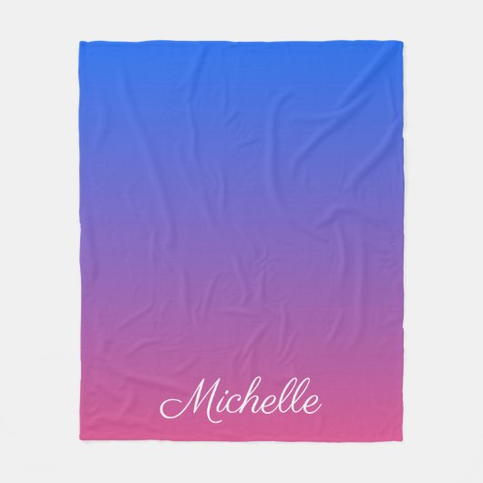 Couverture Polaire dégradé bleu et rose foncé personnalisé (Devant)