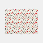 Couverture Polaire Délicat Motif de fleurs rouges (Devant (Horizontal))