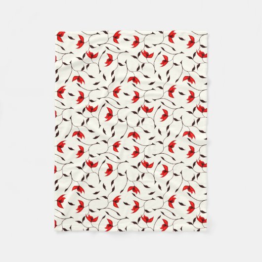 Couverture Polaire Délicat Motif de fleurs rouges (Devant)
